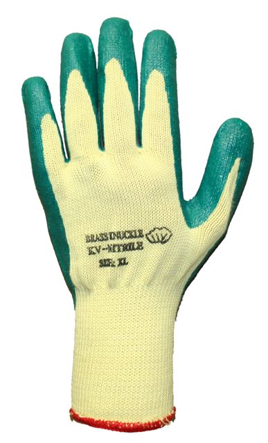 GLOVE KEVLAR KNIT GREEN;NITRILE COATED PALM - Cut Resistant